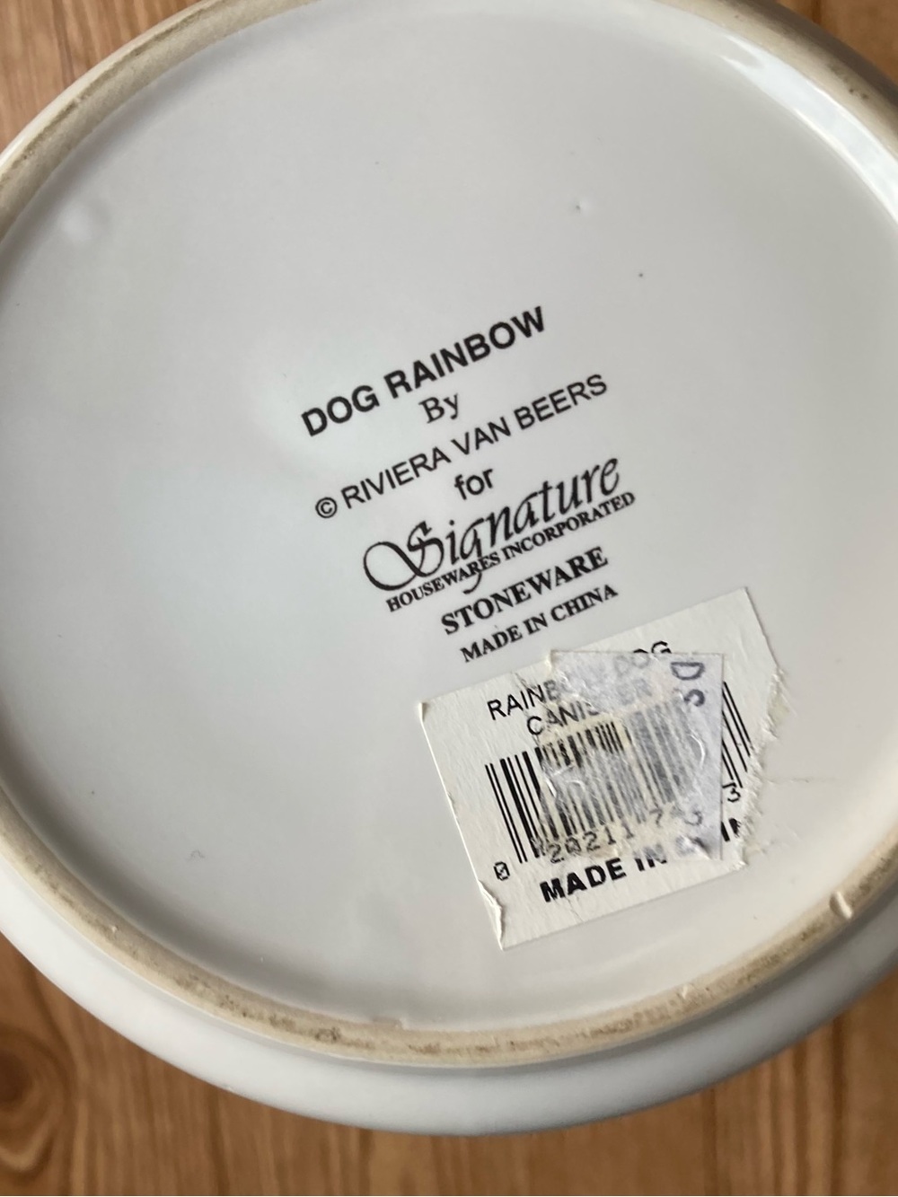 Dog Rainbow Signature Stoneware Canister Riviera Van Beers Treat Jar Lidded - Picture 7 of 7